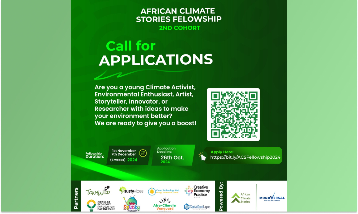 Applications for the African Climate Stories Fellowship 2024.